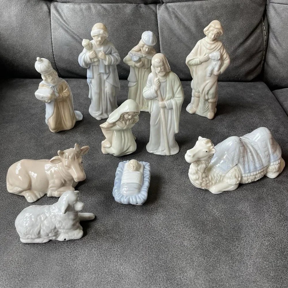 Navtivity Set 10 Piece Mary Joseph Jesus Wise Men Camel Cow Sheep